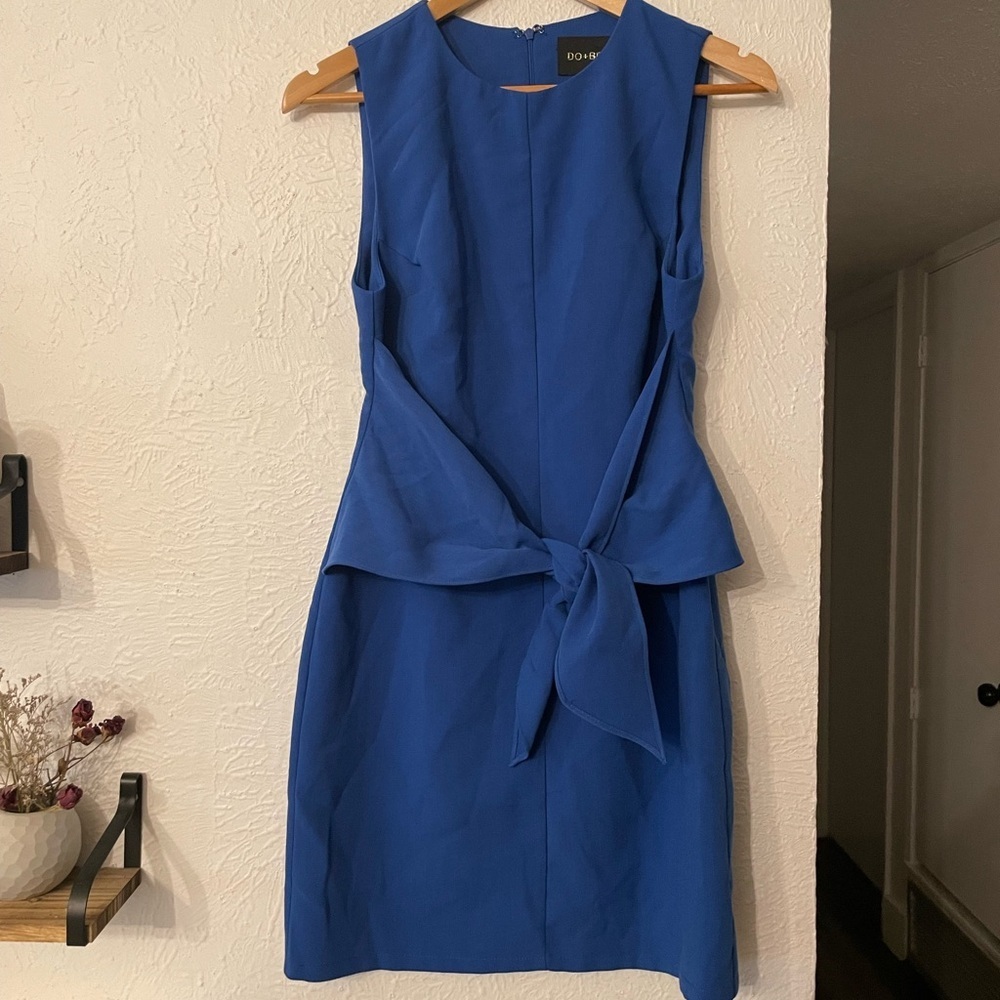 DO+BE Cobalt Blue Sleeveless Tie Front Sheath Dress Medium